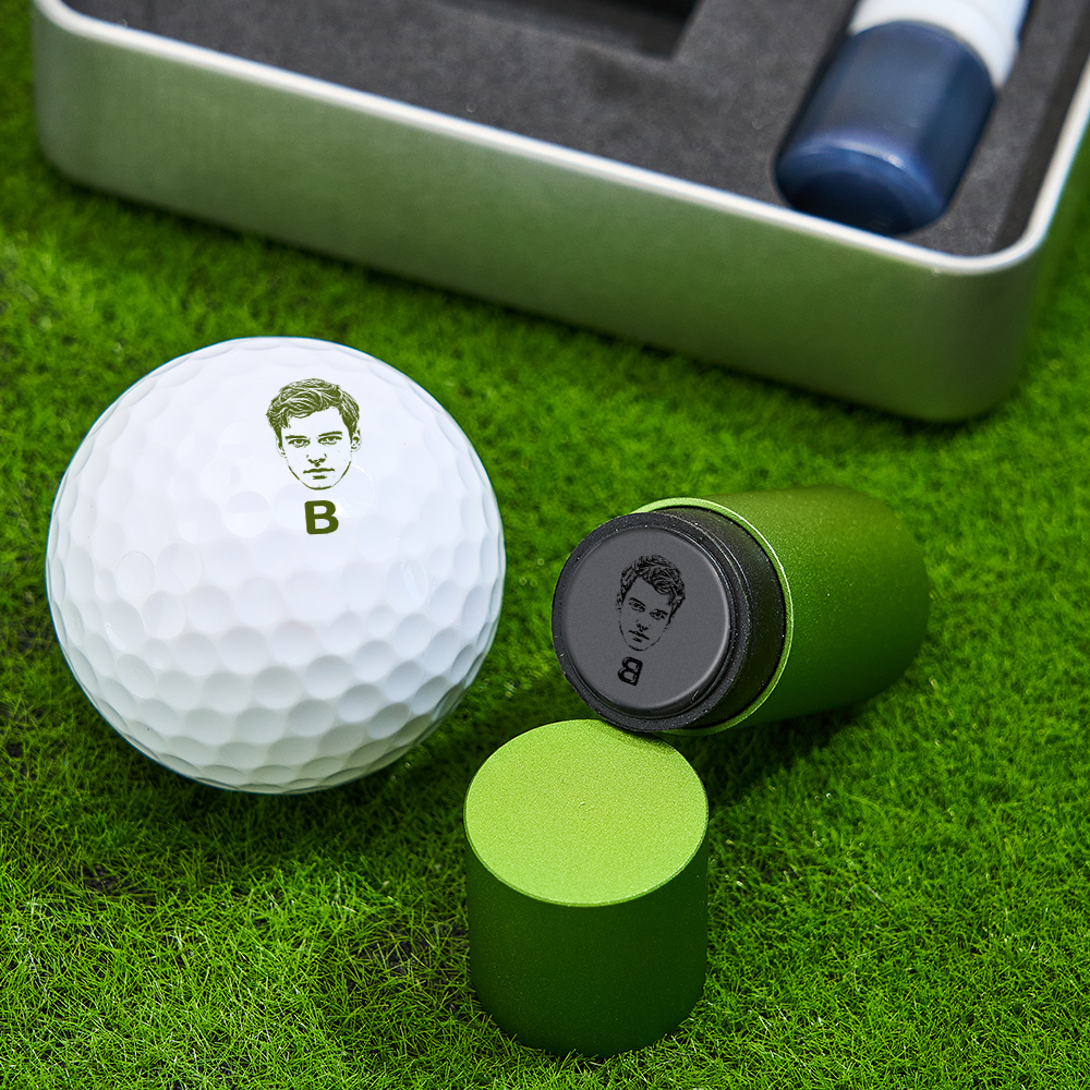 Father's Day Gift Personalized Photo Golf Ball Stamp with Metal Storage Box for Golf Player - MyPhotoSocksAu