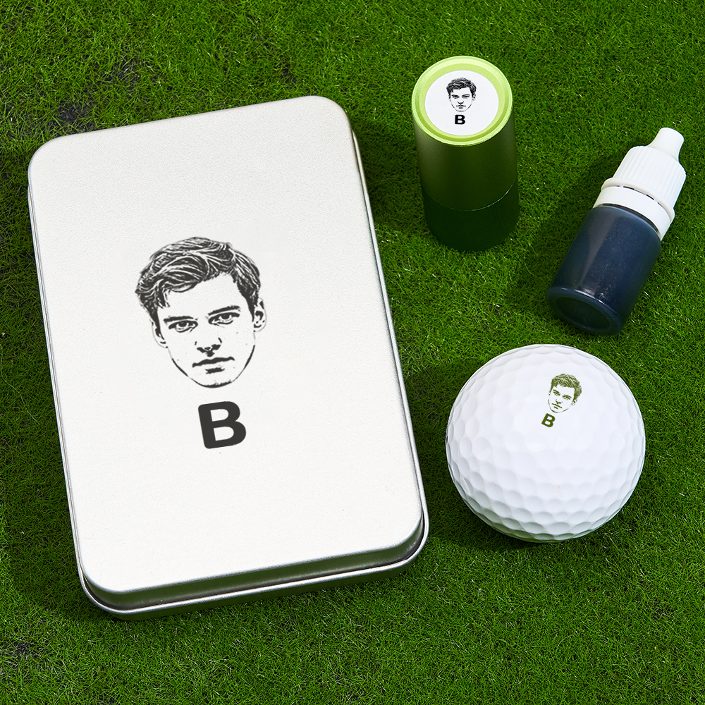 Father's Day Gift Personalized Photo Golf Ball Stamp with Metal Storage Box for Golf Player - MyPhotoSocksAu