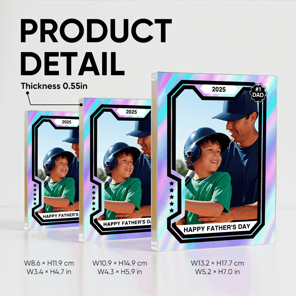 Premium Personalized Baseball Card Acrylic Block Custom Photo Plaque Father’s Day Gift for Dad Husband or Sports Lovers - MyPhotoSocksAu