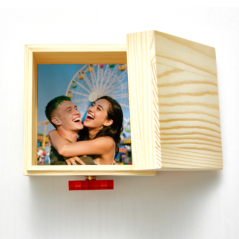 Lovebox Photo Messenger Personalized Wooden Message Box Long Distance Relationship Gift for Partner Family Couples Kids - MyPhotoSocksAu