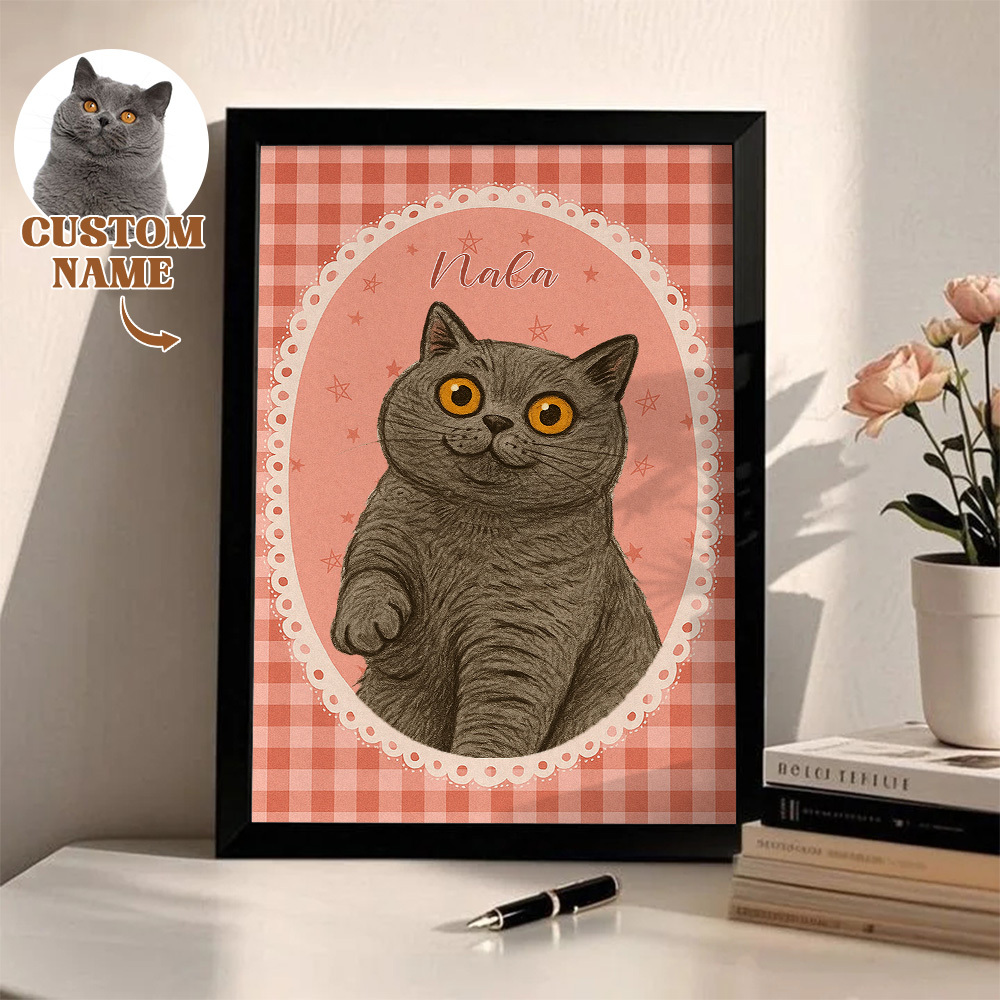 Custom Pet Photo Cartoon Wooden Frame Decorations Romantic Decor Plaque Gifts - MyPhotoSocksAu