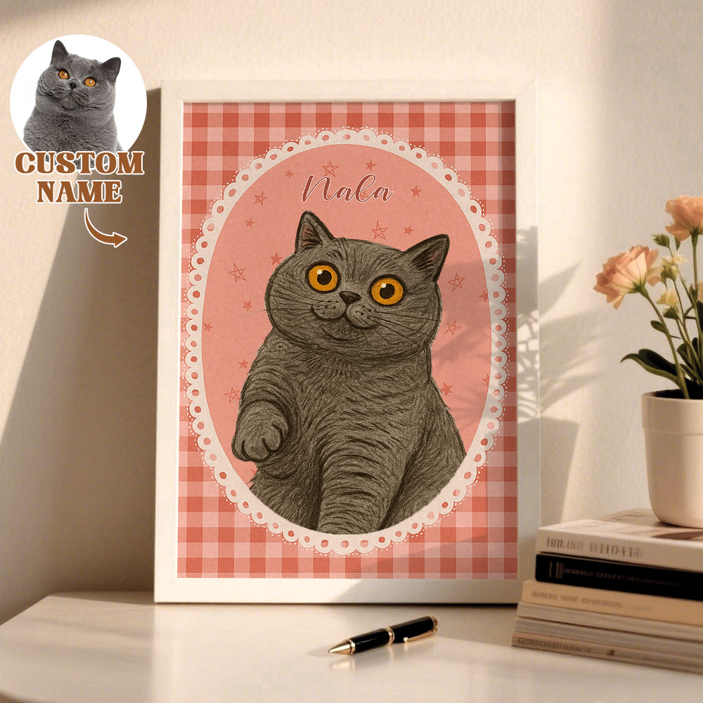 Custom Pet Photo Cartoon Wooden Frame Decorations Romantic Decor Plaque Gifts - MyPhotoSocksAu