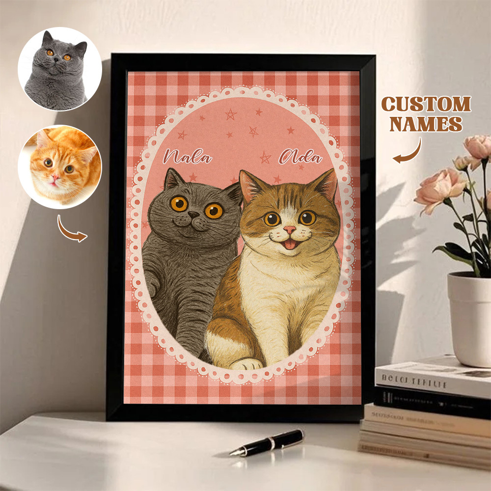 Custom Pet Photo Cartoon Wooden Frame Decorations Romantic Decor Plaque Gifts - MyPhotoSocksAu