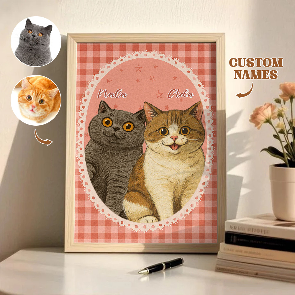 Custom Pet Photo Cartoon Wooden Frame Decorations Romantic Decor Plaque Gifts - MyPhotoSocksAu