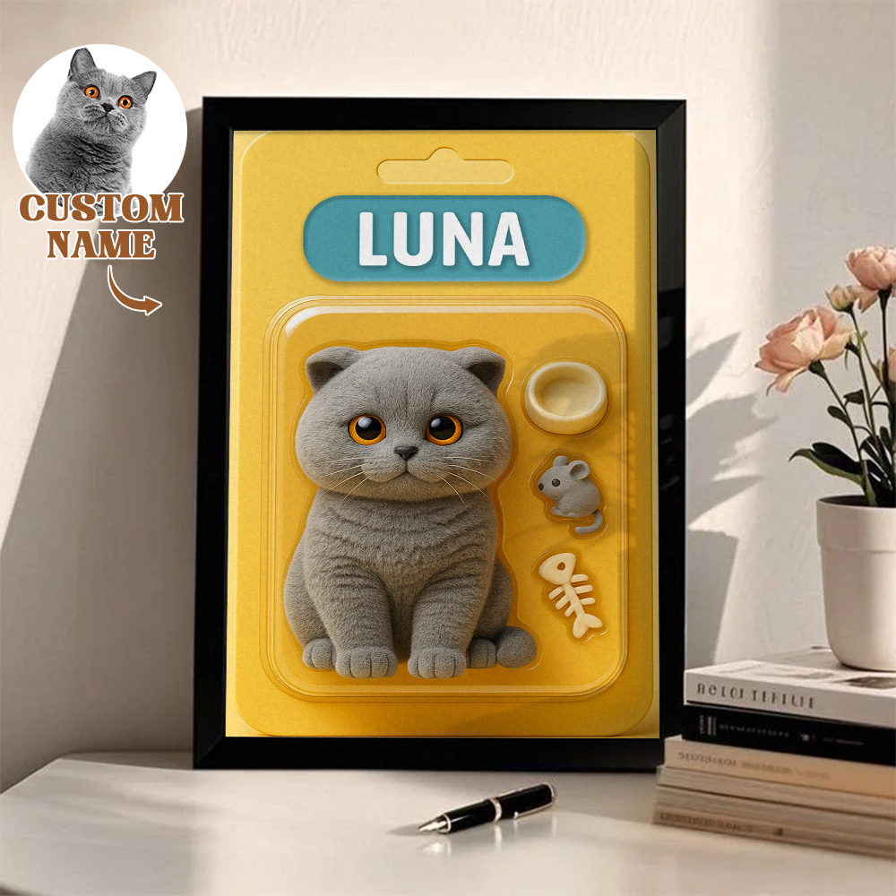Custom Pet Photo Cartoon Wooden Frame Decorations Cute Decor Plaque Gifts - MyPhotoSocksAu
