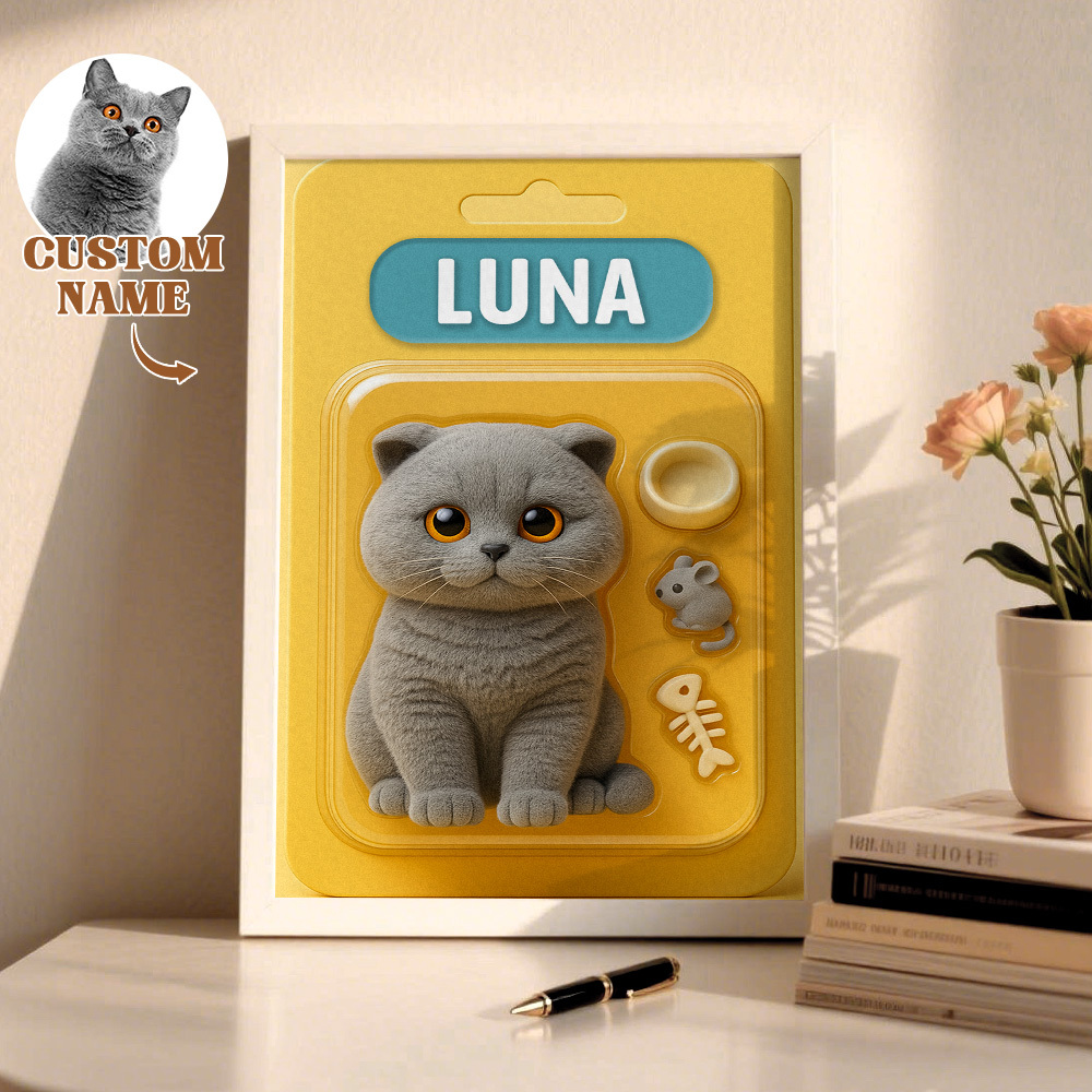 Custom Pet Photo Cartoon Wooden Frame Decorations Cute Decor Plaque Gifts - MyPhotoSocksAu