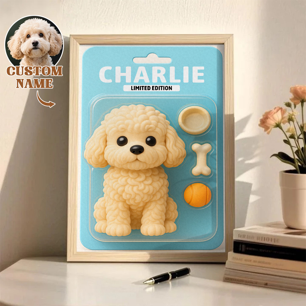 Custom Pet Photo Cartoon Wooden Frame Decorations Cute Decor Plaque Gifts - MyPhotoSocksAu