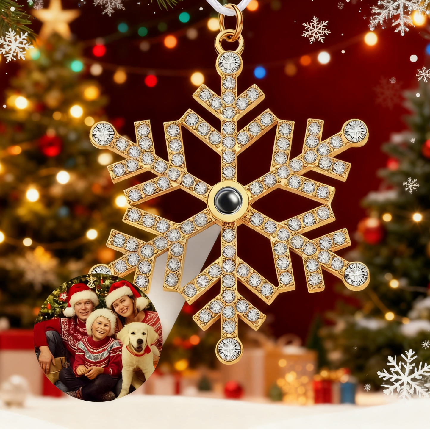 Personalized Projection Ornament Custom Photo Snowflake Christmas Ornament Gifts