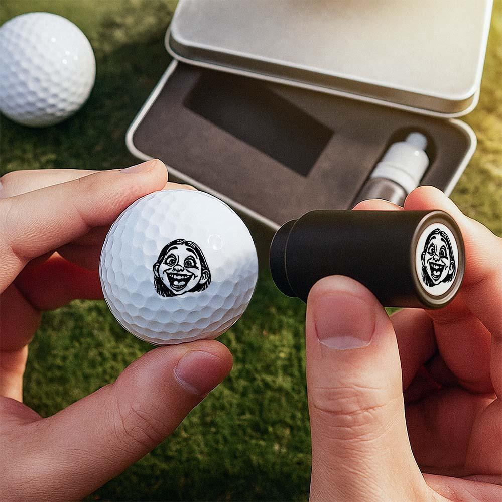 Personalized Anime Photo Golf Ball Stamp with Metal Storage Box Birthday Father's Day Gift for Golf Player - MyPhotoSocksAu