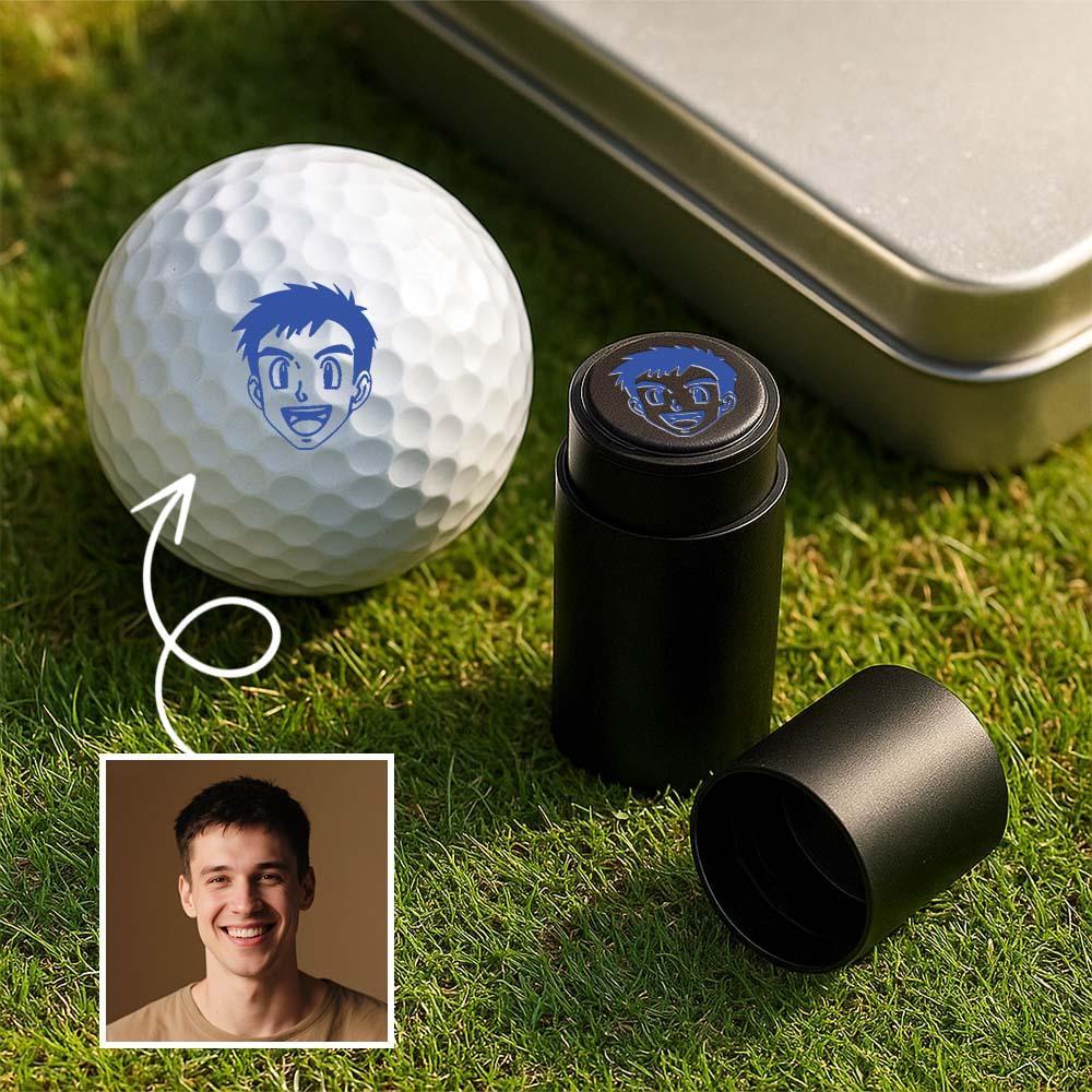 Custom Photo Golf Ball Stamp with Metal Storage Box Photo&Text Birthday Santa Gift Idea for Golf Player - MyPhotoSocksAu