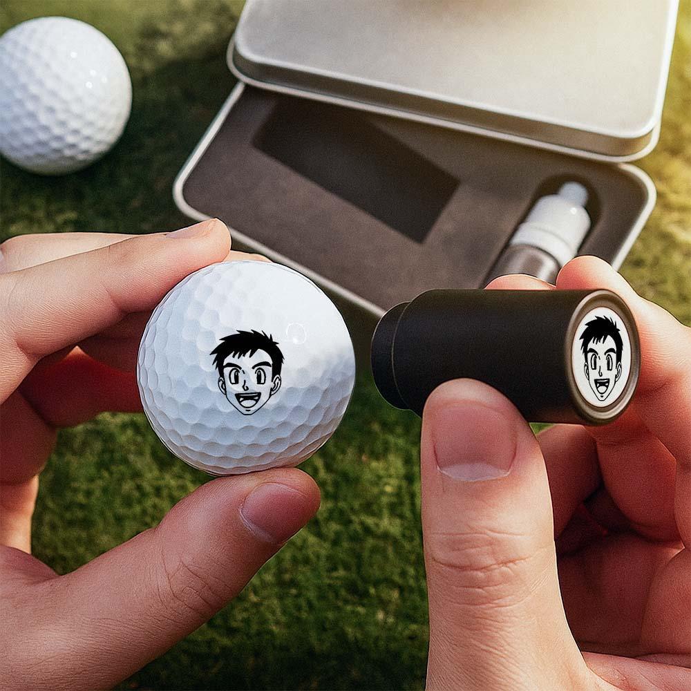 Personalized Anime Photo Golf Ball Stamp with Metal Storage Box Birthday Father's Day Gift for Golf Player - MyPhotoSocksAu