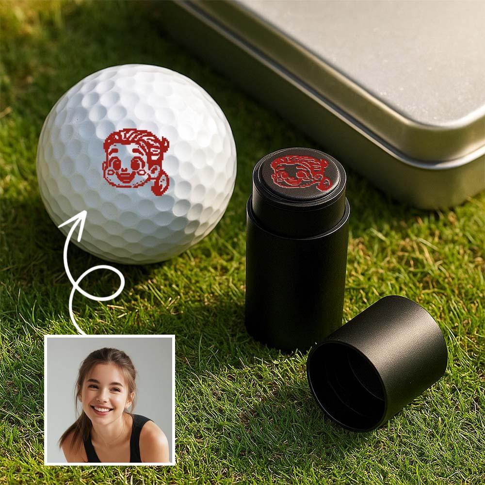 Personalized Anime Photo Golf Ball Stamp with Metal Storage Box Birthday Father's Day Gift for Golf Player - MyPhotoSocksAu