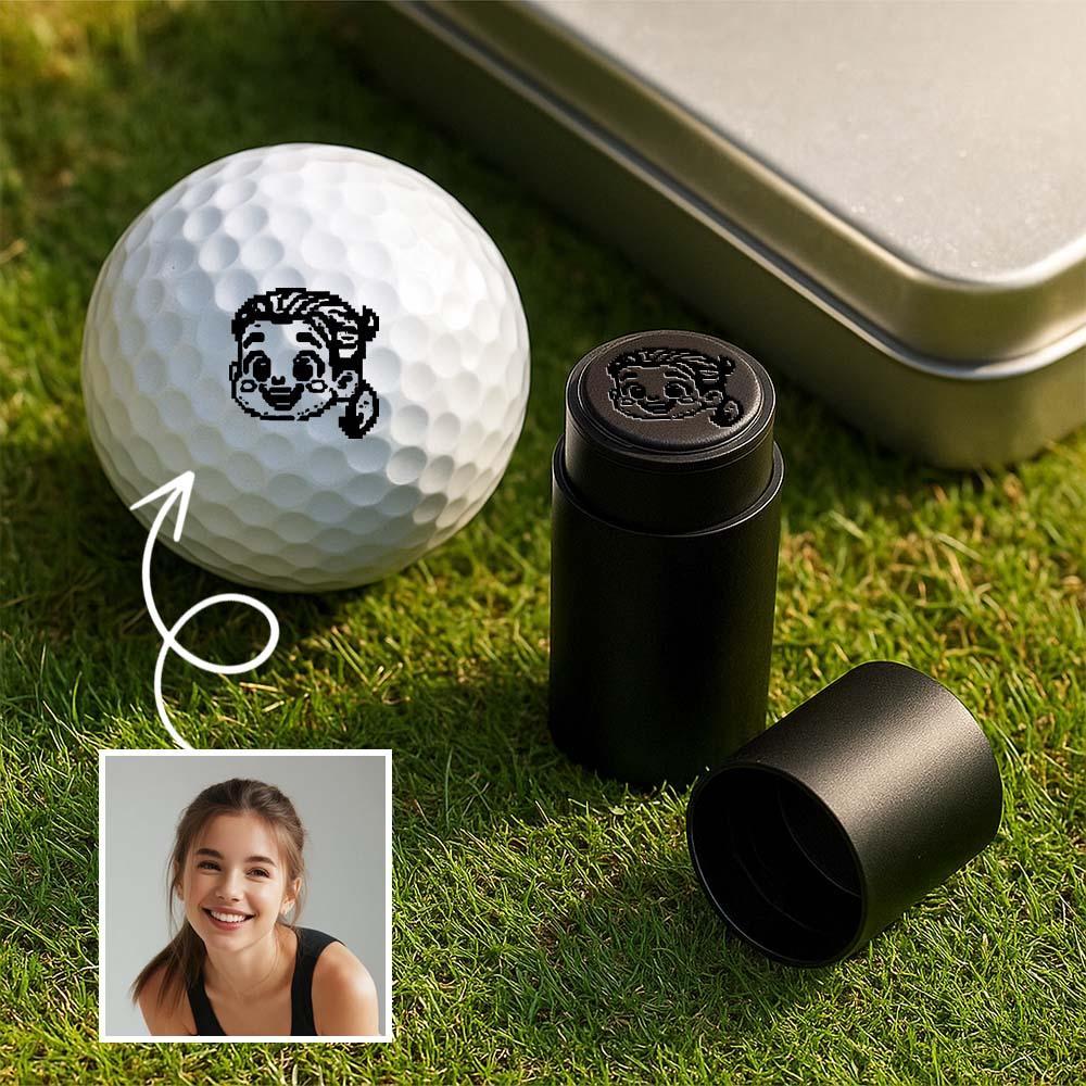 Personalized Anime Photo Golf Ball Stamp with Metal Storage Box Birthday Father's Day Gift for Golf Player - MyPhotoSocksAu
