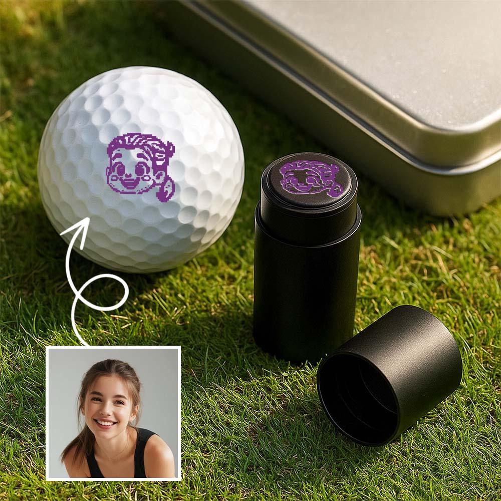 Personalized Anime Photo Golf Ball Stamp with Metal Storage Box Birthday Father's Day Gift for Golf Player - MyPhotoSocksAu