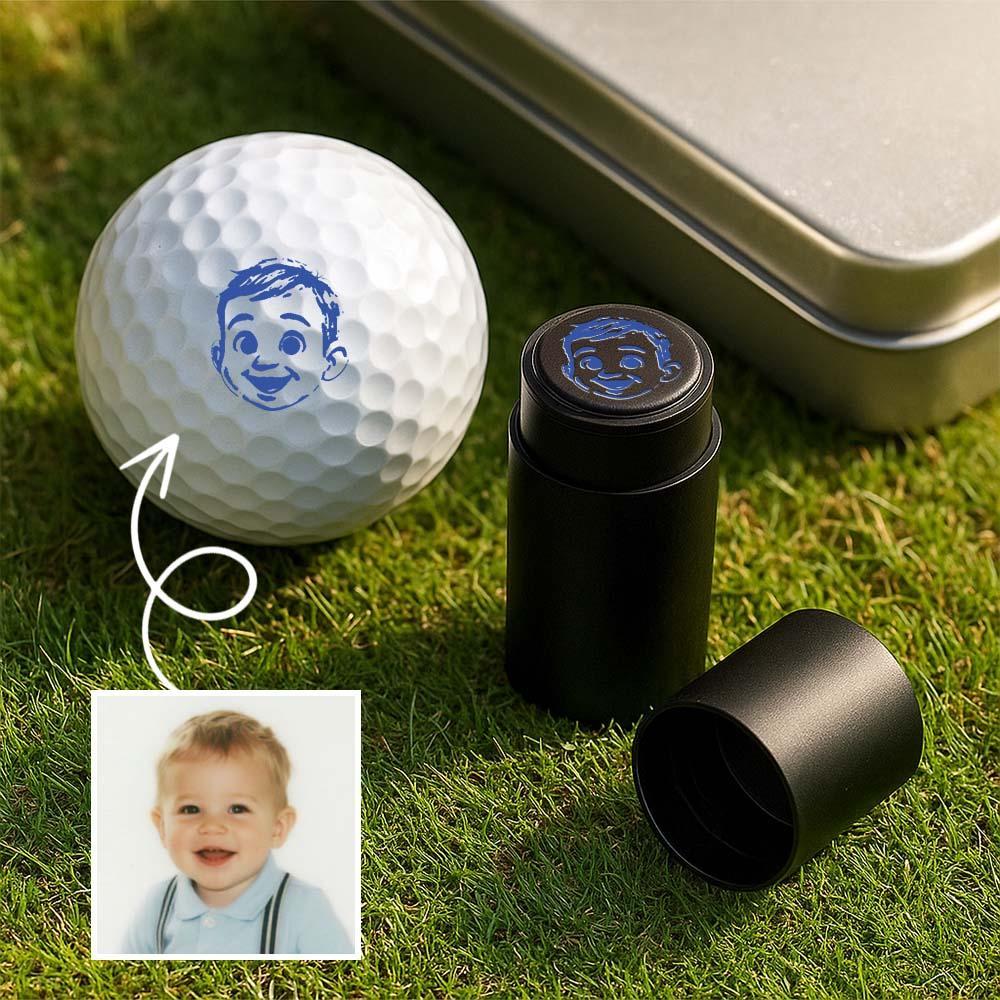 Personalized Anime Photo Golf Ball Stamp with Metal Storage Box Birthday Father's Day Gift for Golf Player - MyPhotoSocksAu