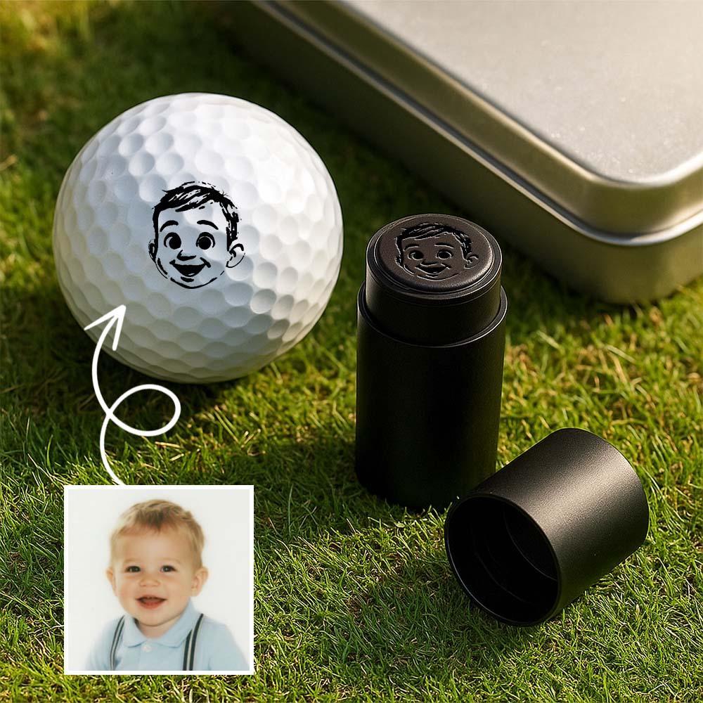 Personalized Anime Photo Golf Ball Stamp with Metal Storage Box Birthday Father's Day Gift for Golf Player - MyPhotoSocksAu