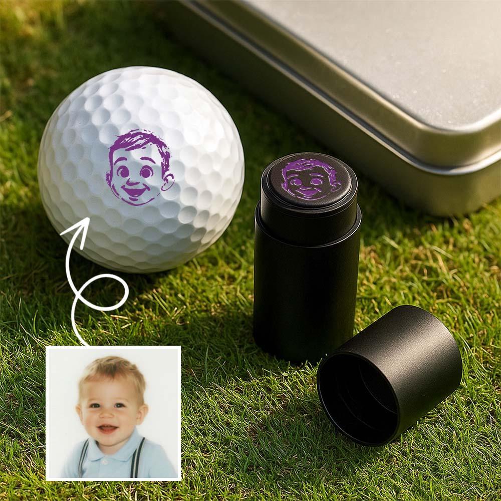 Personalized Anime Photo Golf Ball Stamp with Metal Storage Box Birthday Father's Day Gift for Golf Player - MyPhotoSocksAu