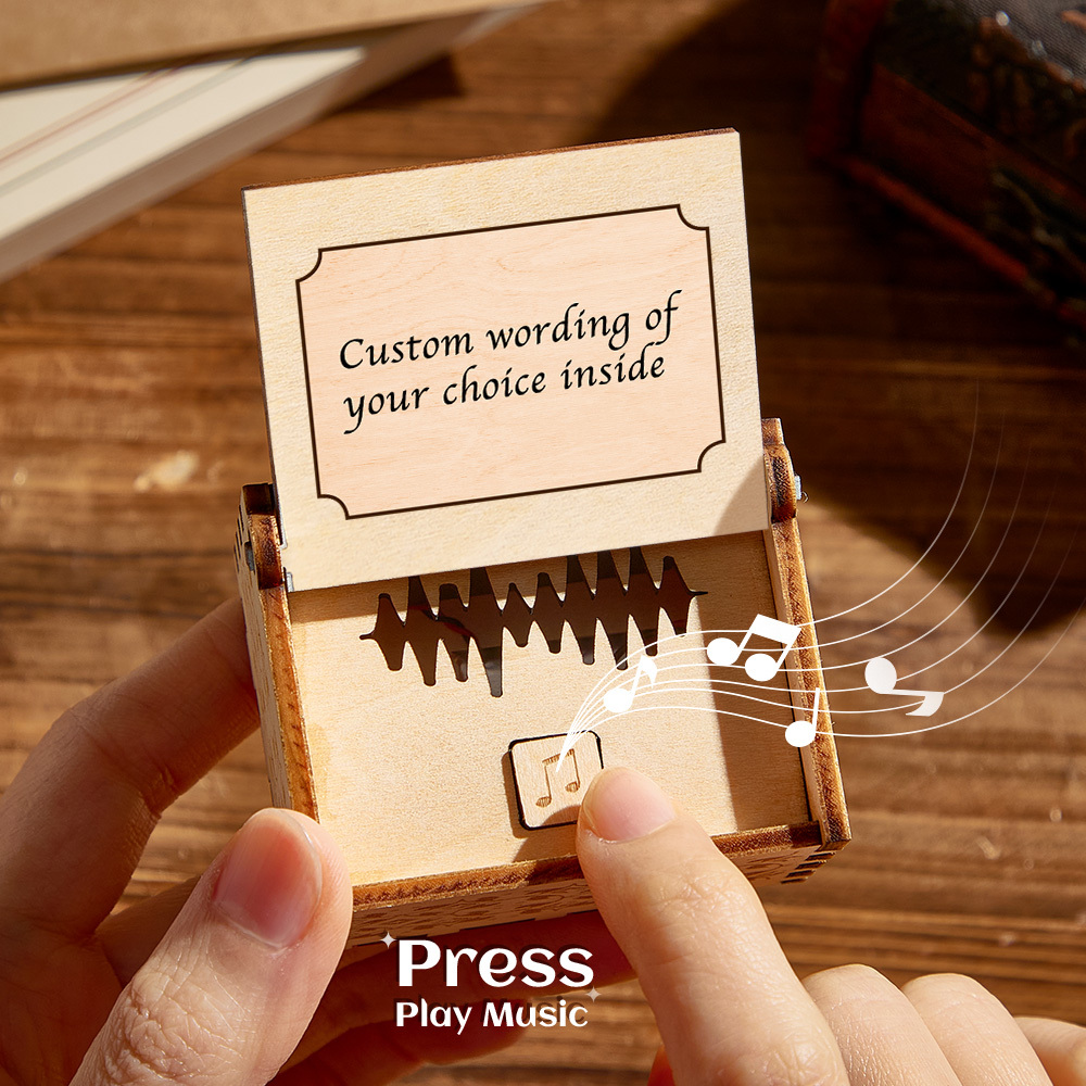 Personalized Digital Music Box Any song Tune or Voice Custom Photo Wooden Photo Music Box with Text Anniversary Gifts - MyPhotoSocksAu
