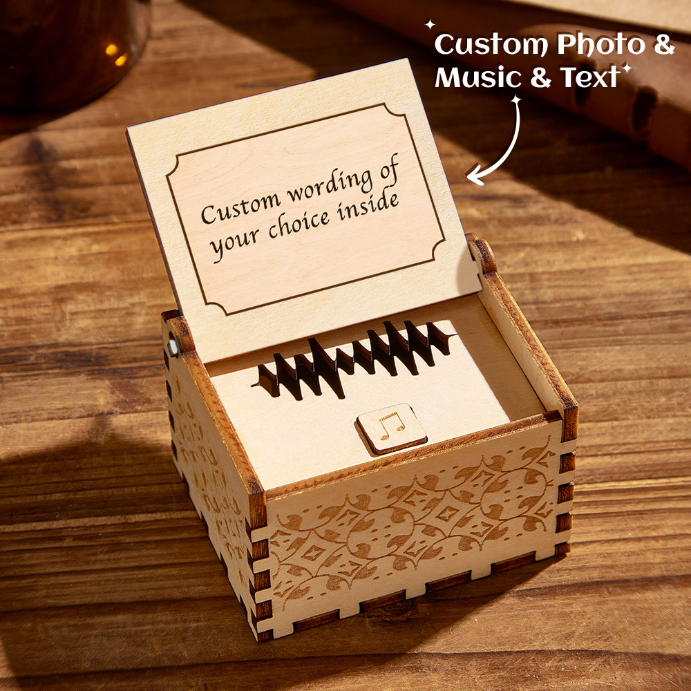 Personalized Digital Music Box Any song Tune or Voice Custom Photo Wooden Photo Music Box with Text Anniversary Gifts - MyPhotoSocksAu