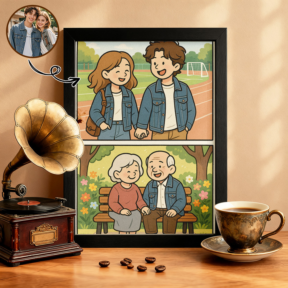 Custom Cartoon Portrait Ornament Three-Frame Photo Hand-Painted Illustration Style Anime Ornaments - MyPhotoSocksAu