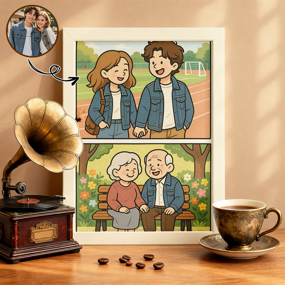 Custom Cartoon Portrait Ornament Three-Frame Photo Hand-Painted Illustration Style Anime Ornaments - MyPhotoSocksAu