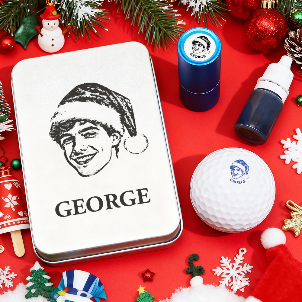 Christmas Gift Personalized Photo Golf Ball Stamp with Metal Storage Box for Golf Player - MyPhotoSocksAu