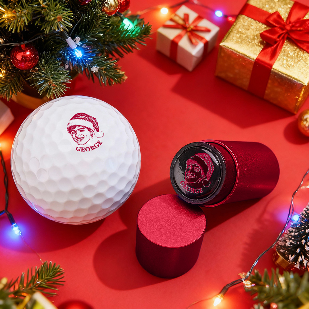 Christmas Gift Personalized Photo Golf Ball Stamp with Metal Storage Box for Golf Player - MyPhotoSocksAu