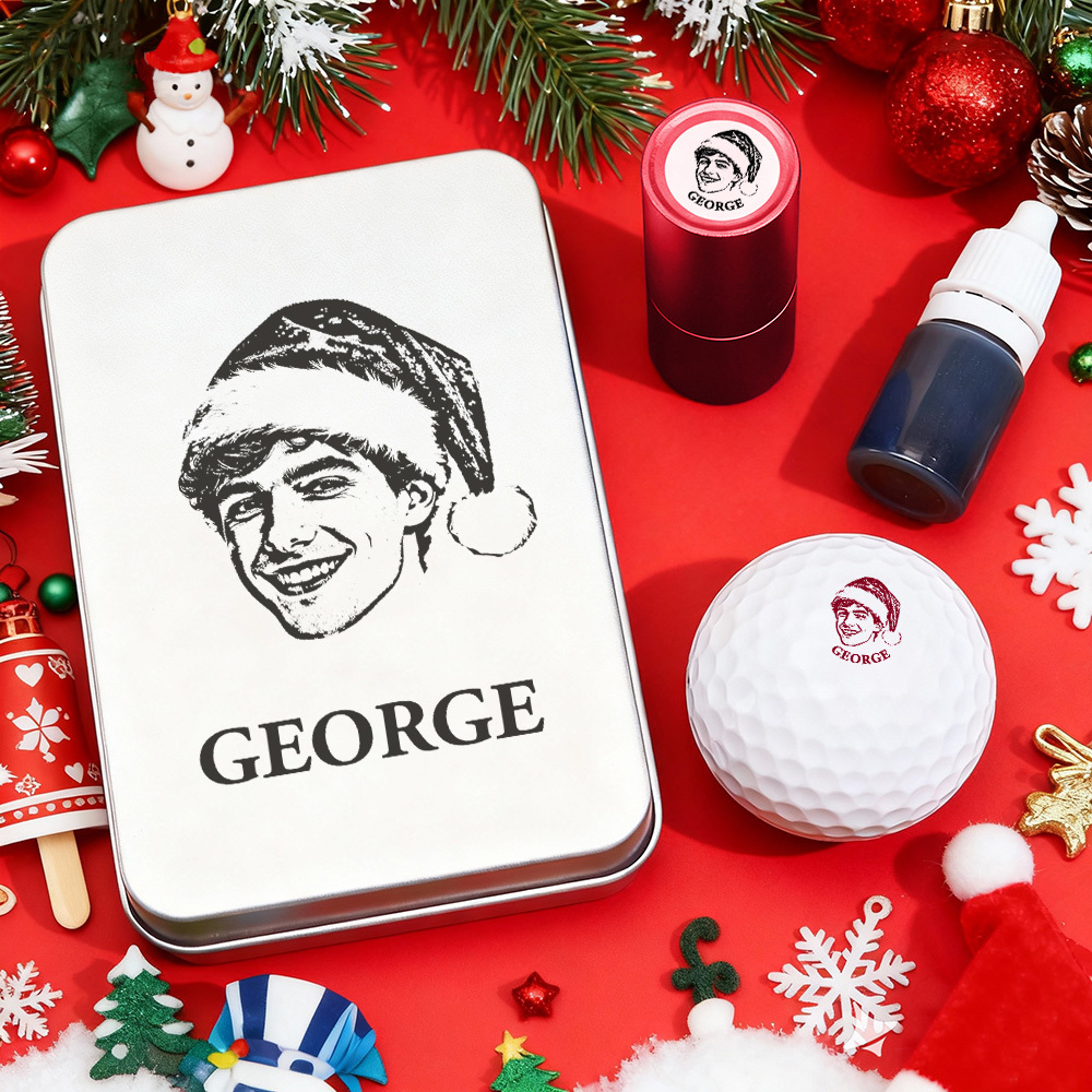 Christmas Gift Personalized Photo Golf Ball Stamp with Metal Storage Box for Golf Player - MyPhotoSocksAu