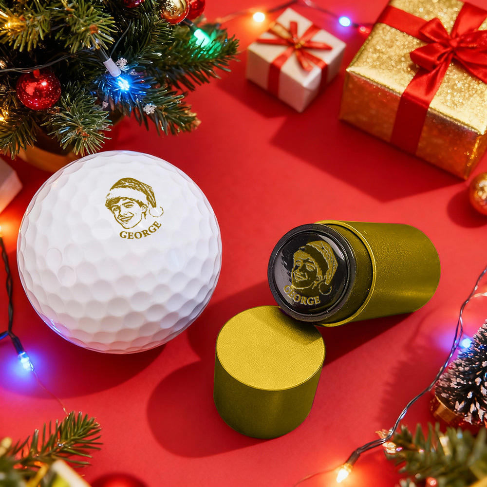 Christmas Gift Personalized Photo Golf Ball Stamp with Metal Storage Box for Golf Player - MyPhotoSocksAu