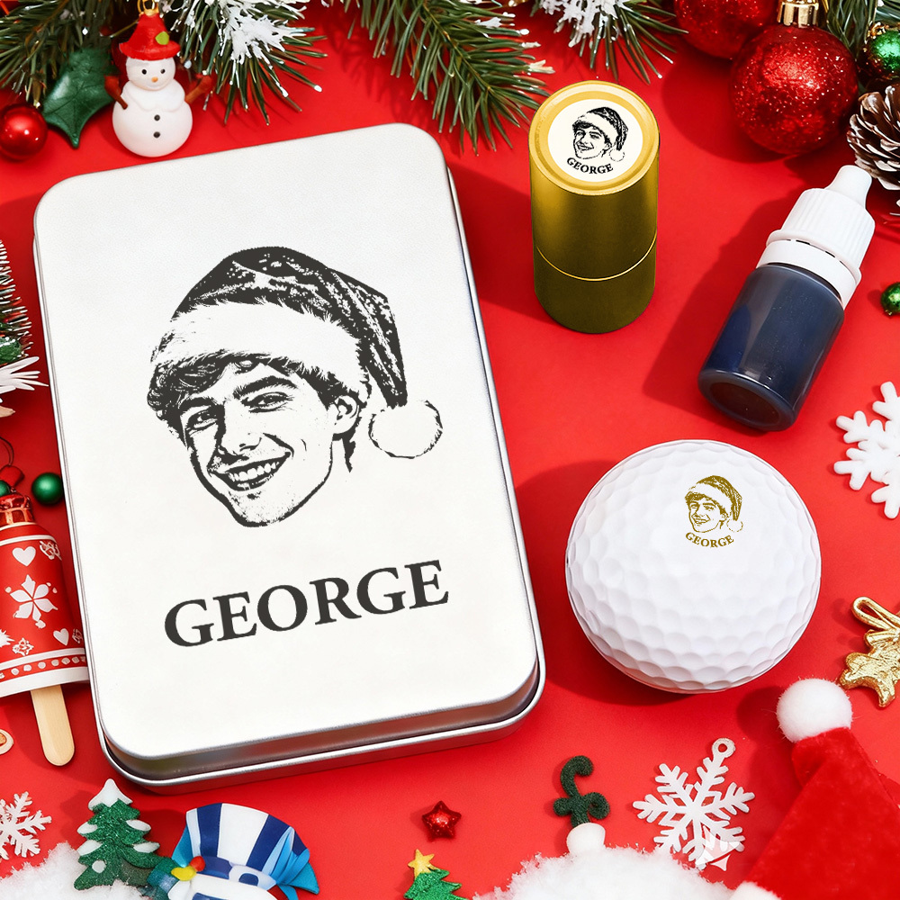Christmas Gift Personalized Photo Golf Ball Stamp with Metal Storage Box for Golf Player - MyPhotoSocksAu
