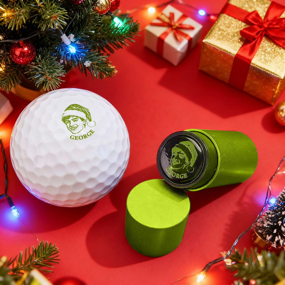 Christmas Gift Personalized Photo Golf Ball Stamp with Metal Storage Box for Golf Player - MyPhotoSocksAu