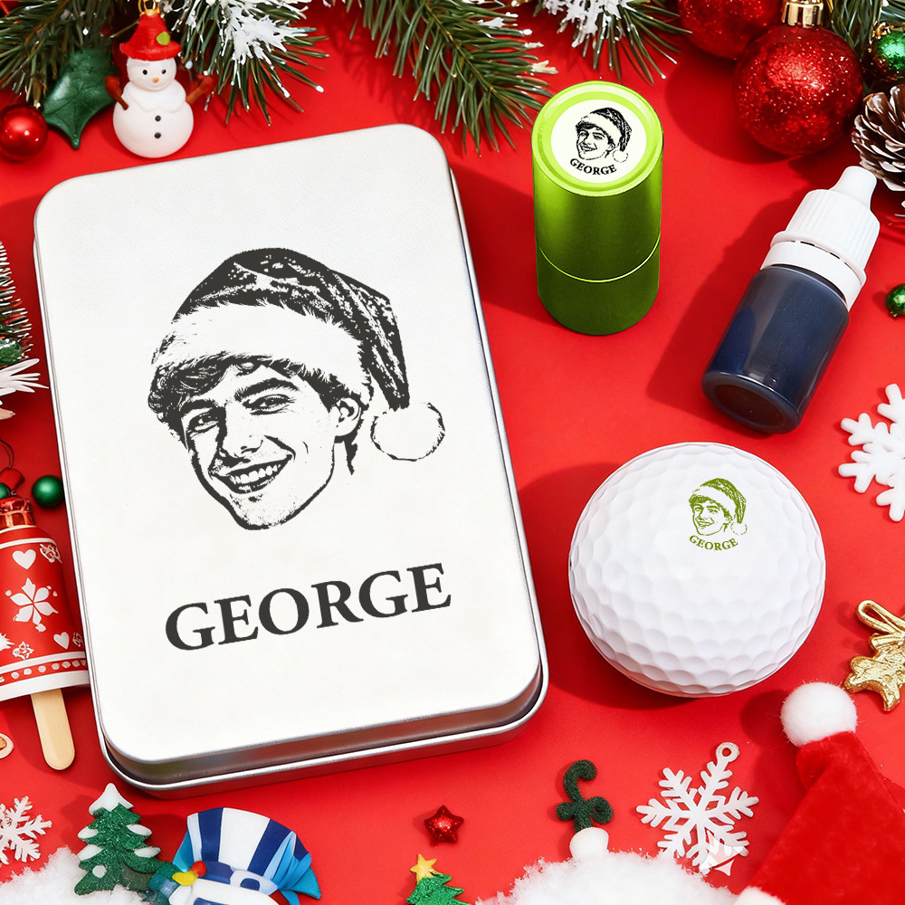 Christmas Gift Personalized Photo Golf Ball Stamp with Metal Storage Box for Golf Player - MyPhotoSocksAu