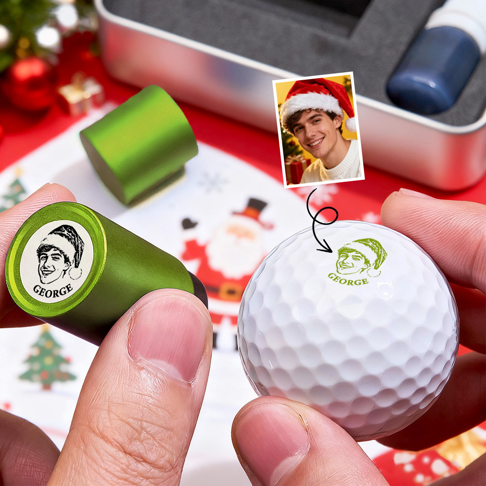 Christmas Gift Personalized Photo Golf Ball Stamp with Metal Storage Box for Golf Player - MyPhotoSocksAu