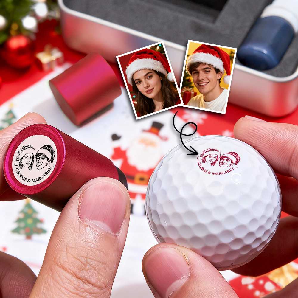 Christmas Gift Personalized Photo Golf Ball Stamp with Metal Storage Box for Golf Player - MyPhotoSocksAu