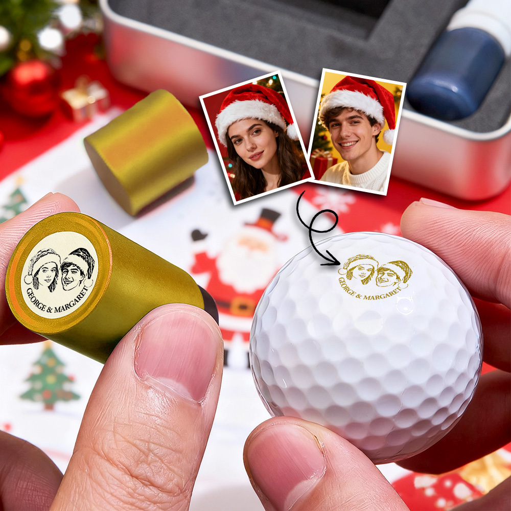 Christmas Gift Personalized Photo Golf Ball Stamp with Metal Storage Box for Golf Player - MyPhotoSocksAu