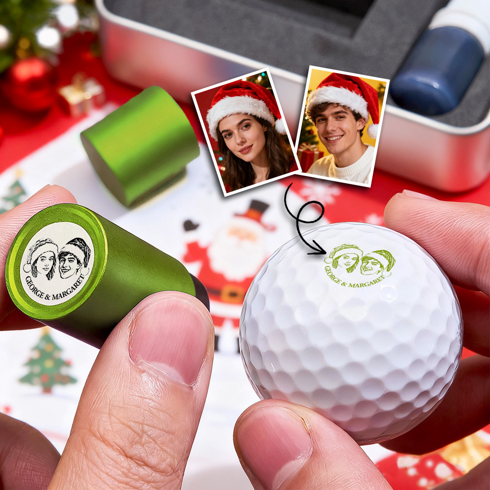 Christmas Gift Personalized Photo Golf Ball Stamp with Metal Storage Box for Golf Player - MyPhotoSocksAu