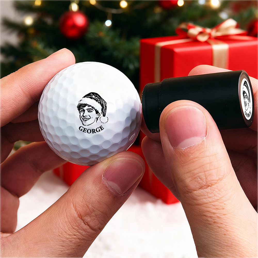 Custom Photo Golf Ball Stamp with Metal Storage Box Photo&Text Birthday Santa Gift Idea for Golf Player - MyPhotoSocksAu