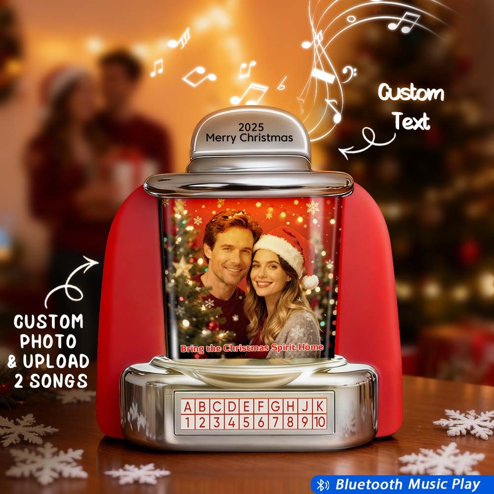 Custom Mini Jukebox Retro Speaker Personalized Photo & Text Music Mini Player with Bluetooth Music Radio Vintage Tabletop Home Decor Nostalgic Christmas Gift - MyPhotoSocksAu
