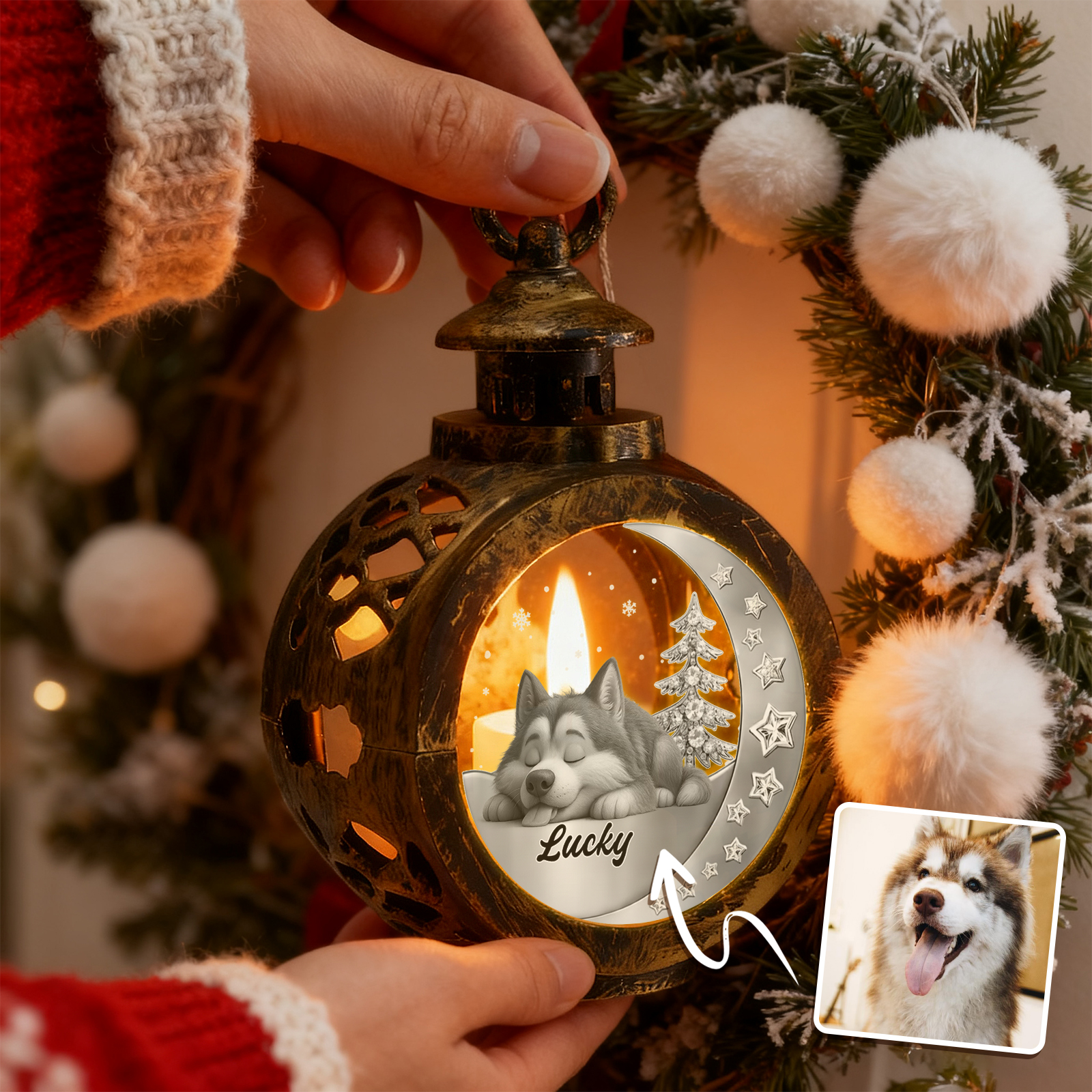 Beside You - Personalized Custom 3D Effect Christmas Lantern
