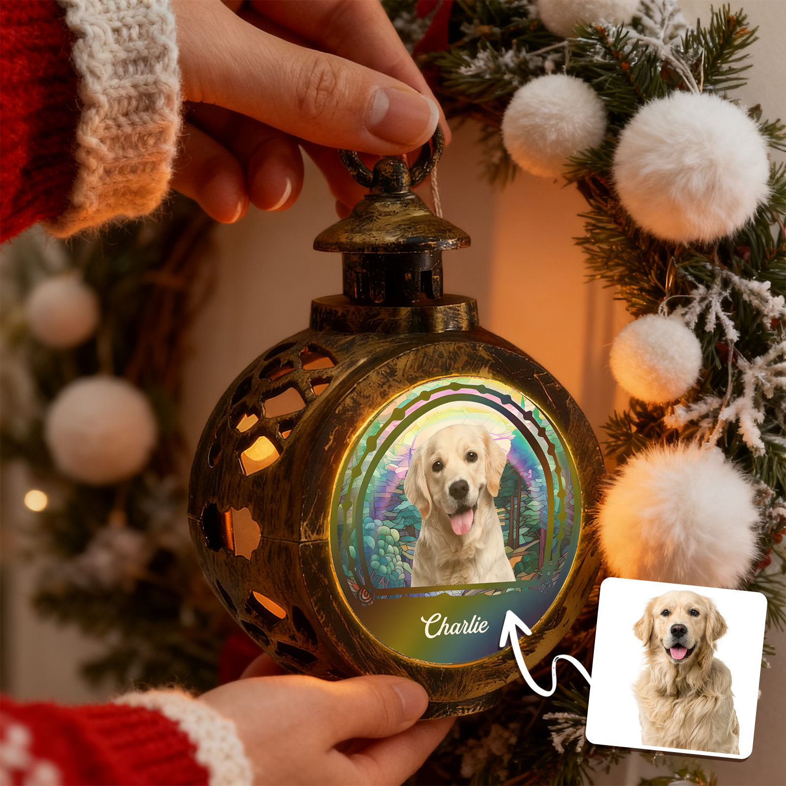 Personalized Custom 3D Effect Christmas Lantern Beside You - Christmas Gifts