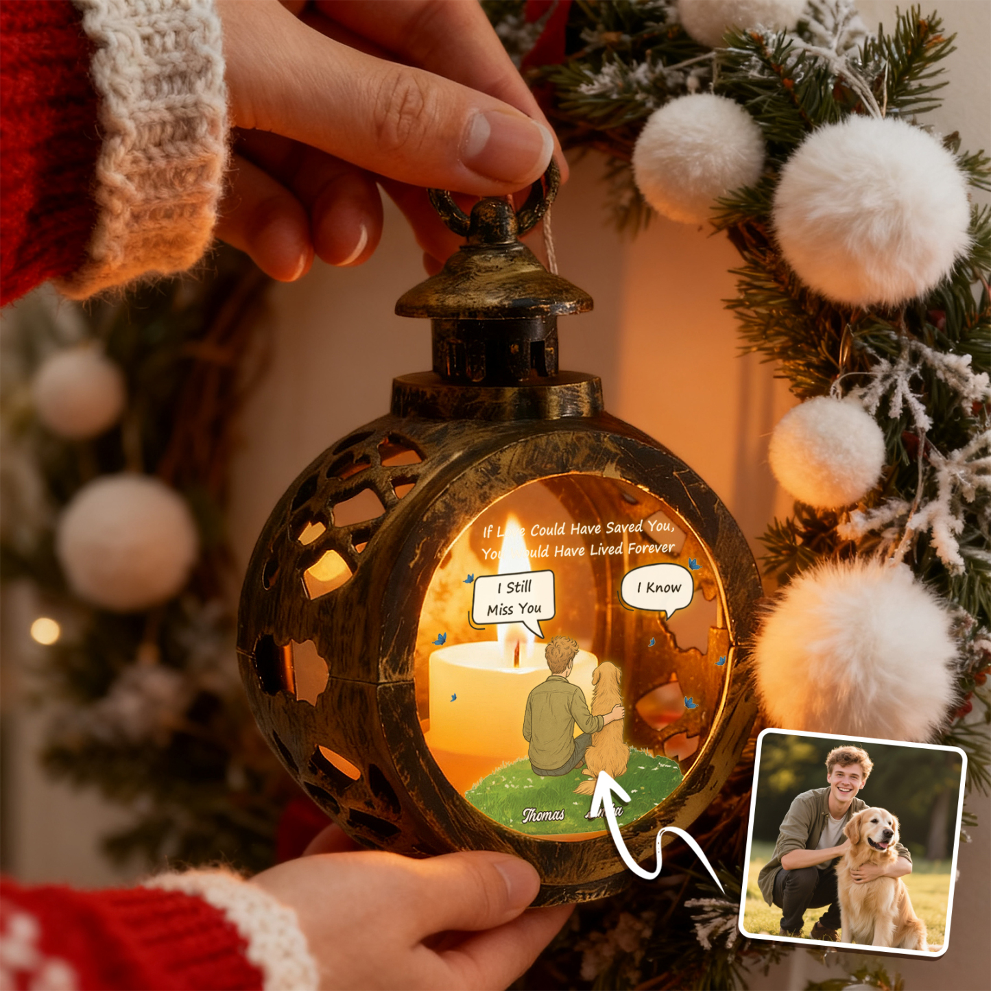 Beside You - Personalized Custom 3D Effect Christmas Lantern - MyPhotoSocksAu