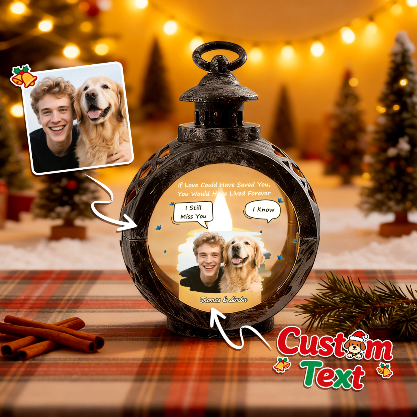 Beside You - Personalized Custom 3D Effect Christmas Lantern - MyPhotoSocksAu