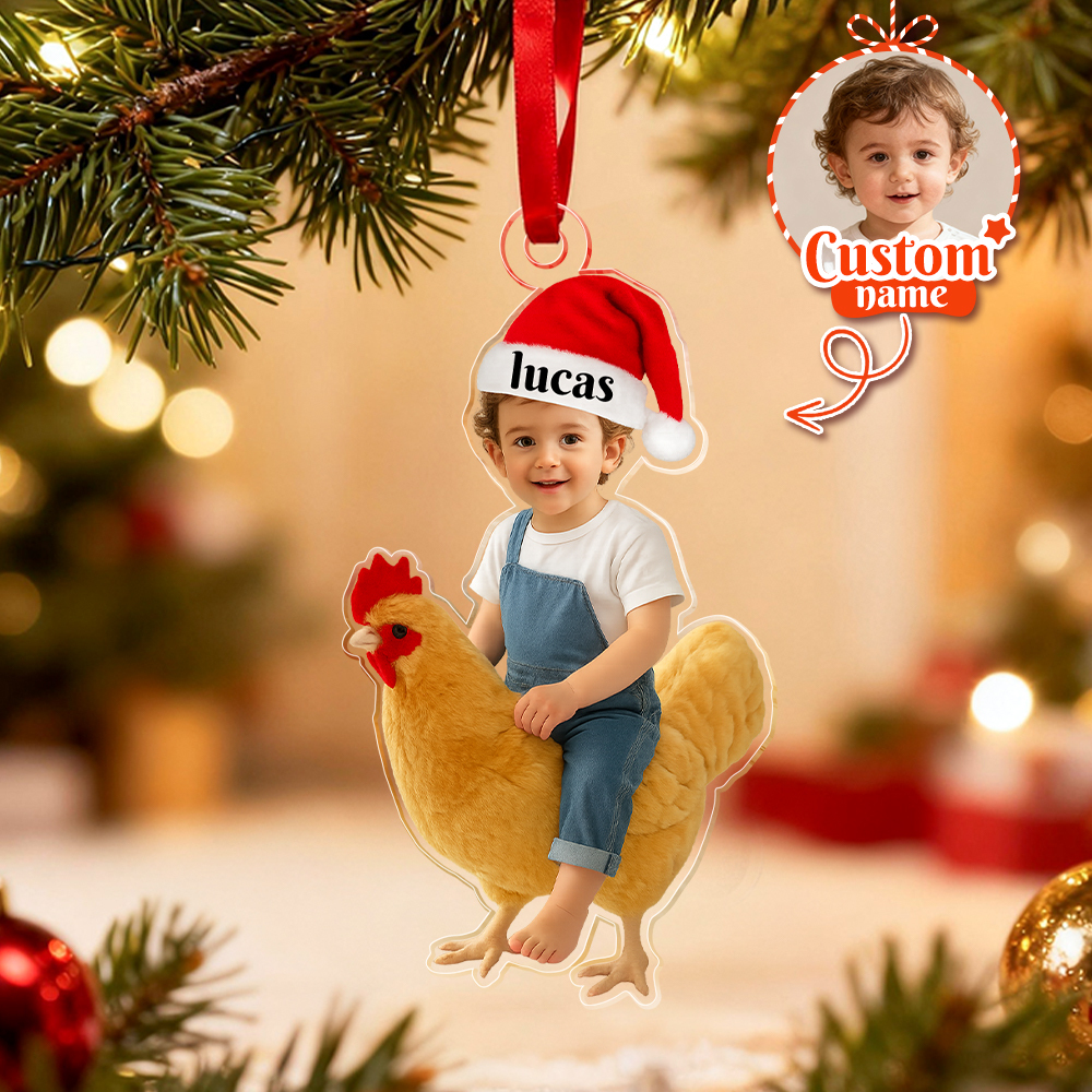 Custom Name Cow With Kid Acrylic Ornaments, Custom Photo Cow Kid Acrylic Ornaments, Acrylic Holiday Gift Ornaments,Xmas Keepsake Gifts - MyPhotoSocksAu