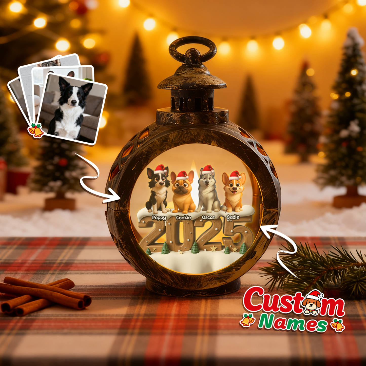 Custom 2025 Christmas Lantern Beside You Anime Photos Personalized Christmas Gifts for Pet Lovers - MyPhotoSocksAu