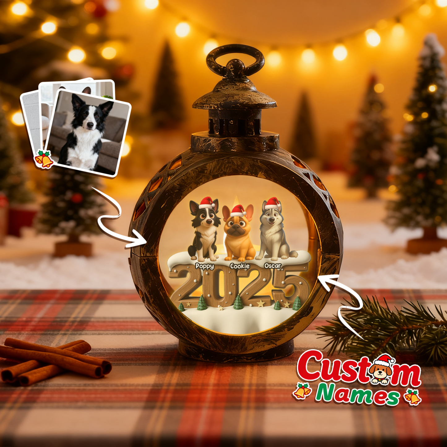 Custom 2025 Christmas Lantern Beside You Anime Photos Personalized Christmas Gifts for Pet Lovers - MyPhotoSocksAu