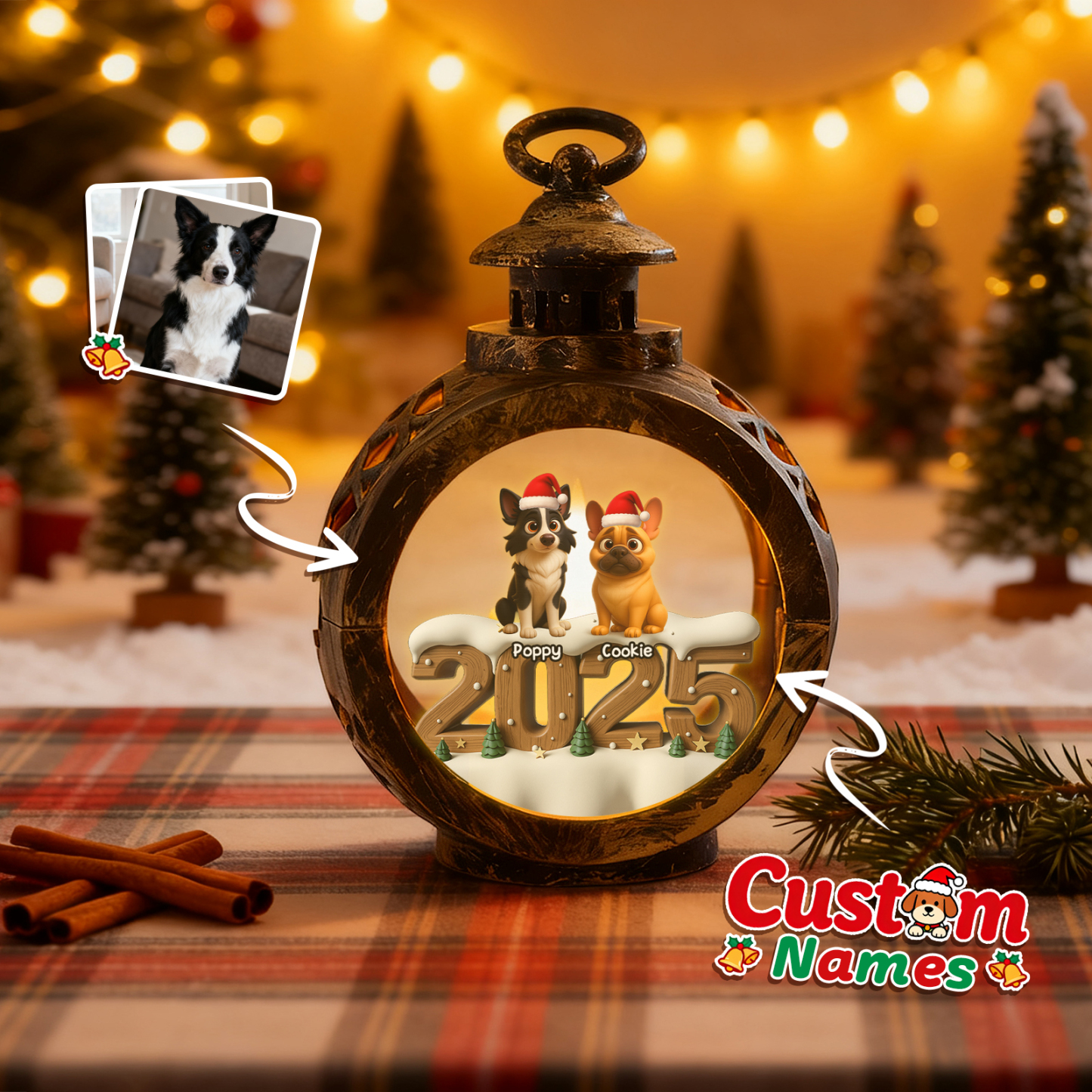 Custom Christmas Lantern Beside You Anime Photos Personalized Christmas Gifts for Pet Lovers - MyPhotoSocksAu