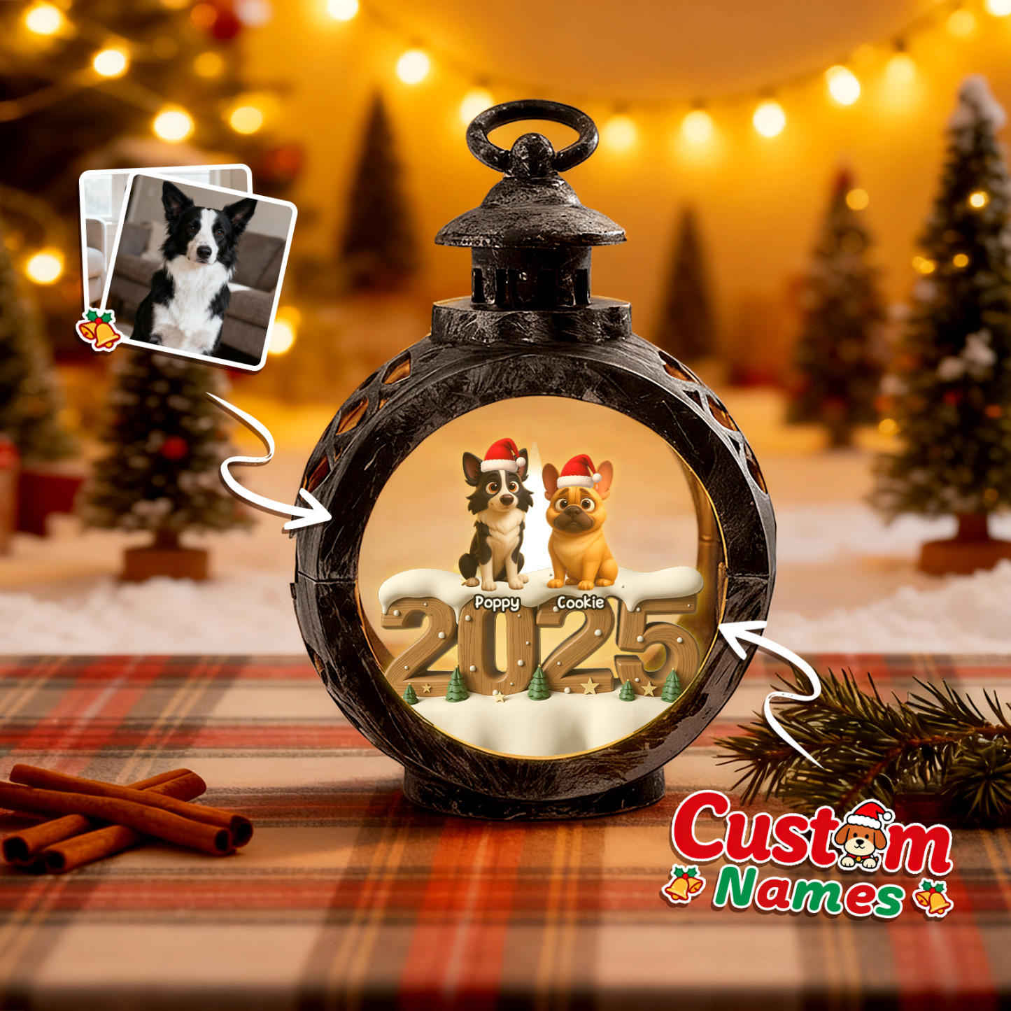Custom Christmas Lantern Beside You Anime Photos Personalized Christmas Gifts for Pet Lovers - MyPhotoSocksAu