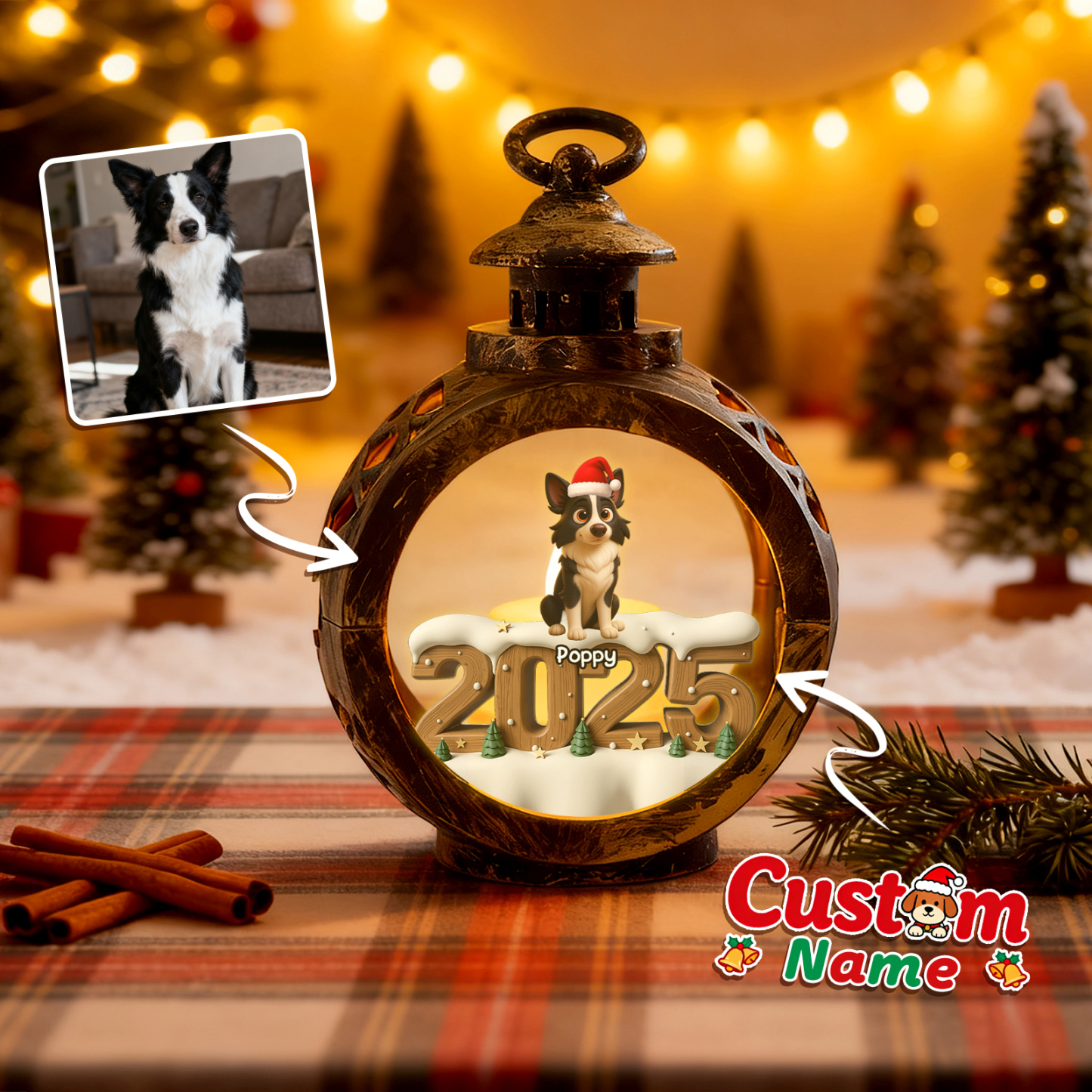 Custom Christmas Lantern Beside You Anime Photos Personalized Christmas Gifts for Pet Lovers - MyPhotoSocksAu