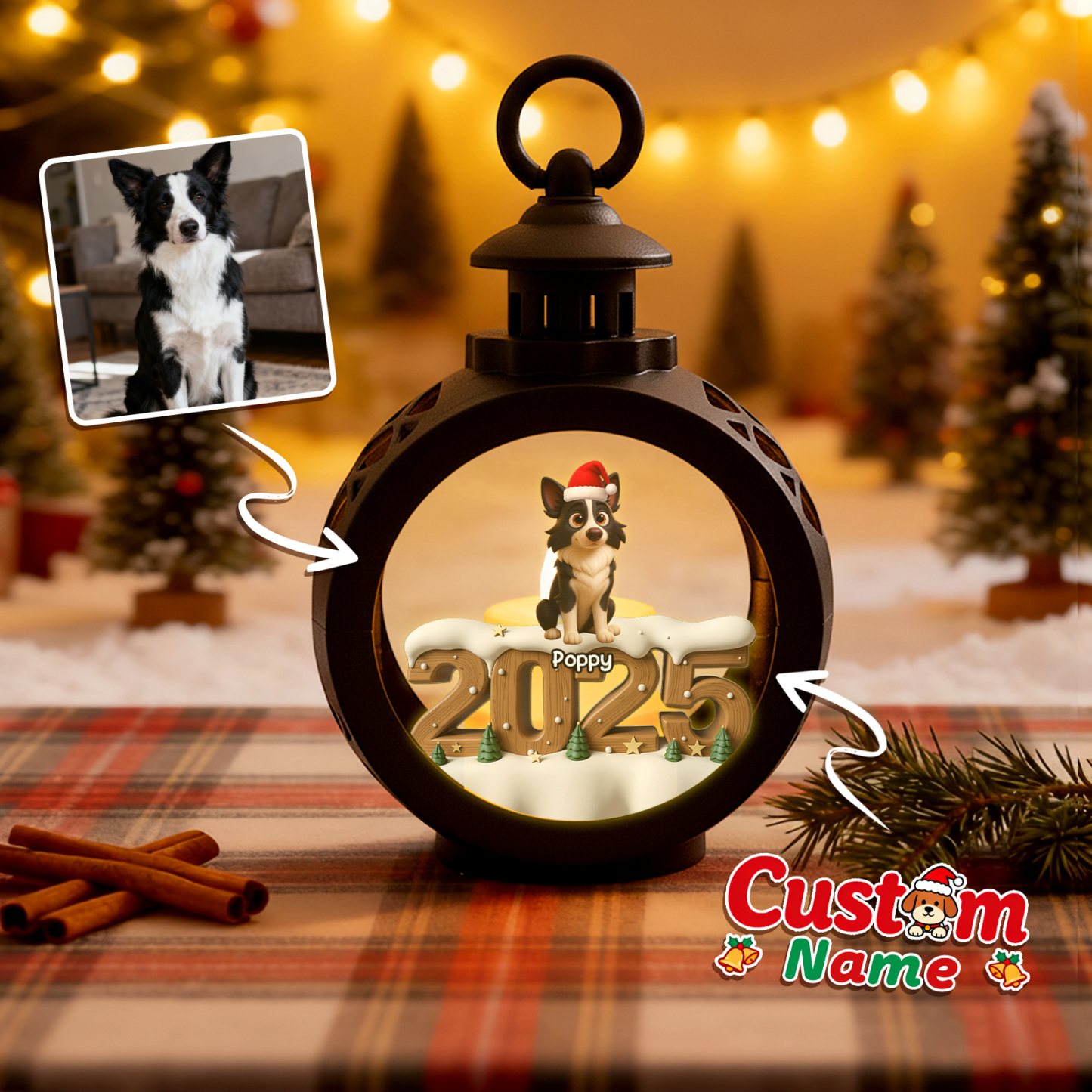 Custom Christmas Lantern Beside You Anime Photos Personalized Christmas Gifts for Pet Lovers - MyPhotoSocksAu