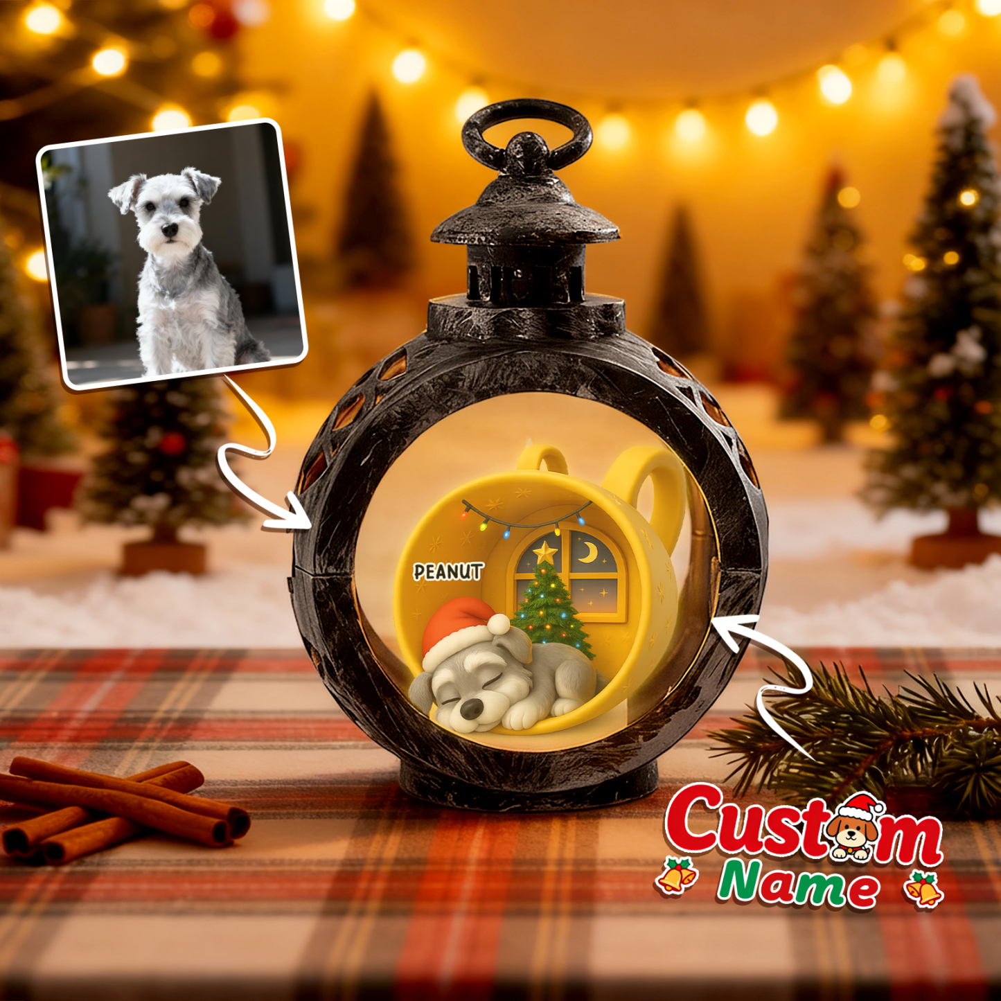 Custom Christmas Lantern Beside You Anime Photos Personalized Christmas Gifts for Pet Lovers - MyPhotoSocksAu